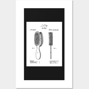 Brush Patent - Hair Stylist Beauty School Decor Art - White Posters and Art